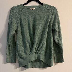 Lou & Grey Mint Green Twist-Front Crewneck Sweater